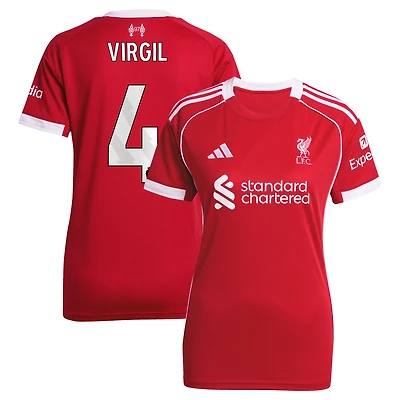 Women's adidas Virgil van Dijk Red Liverpool 2025/26 Home Replica Jersey