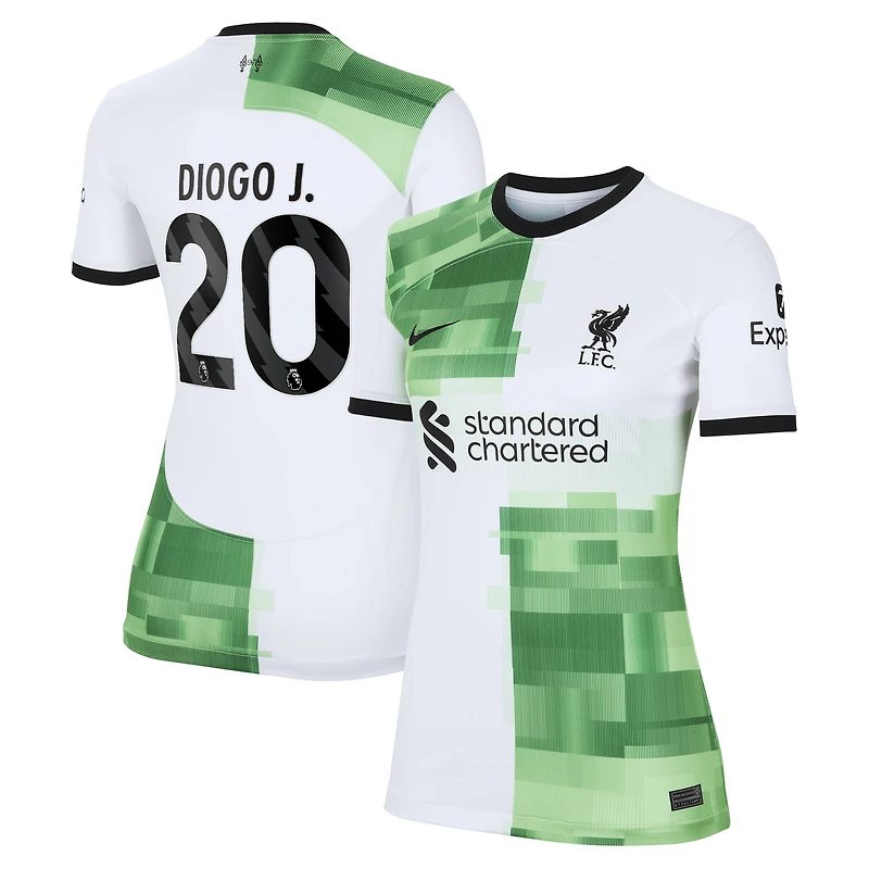 Maillot Nike Diogo Jota pour femme, réplique de joueur extérieur Liverpool 2023/24, blanc