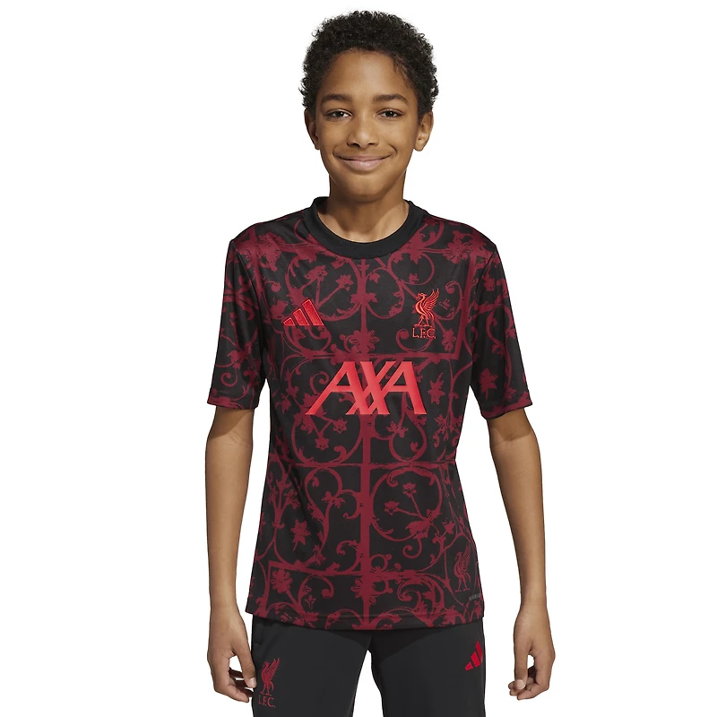 Youth adidas Black Liverpool 2025/26 Pre-Match AEROREADY Top