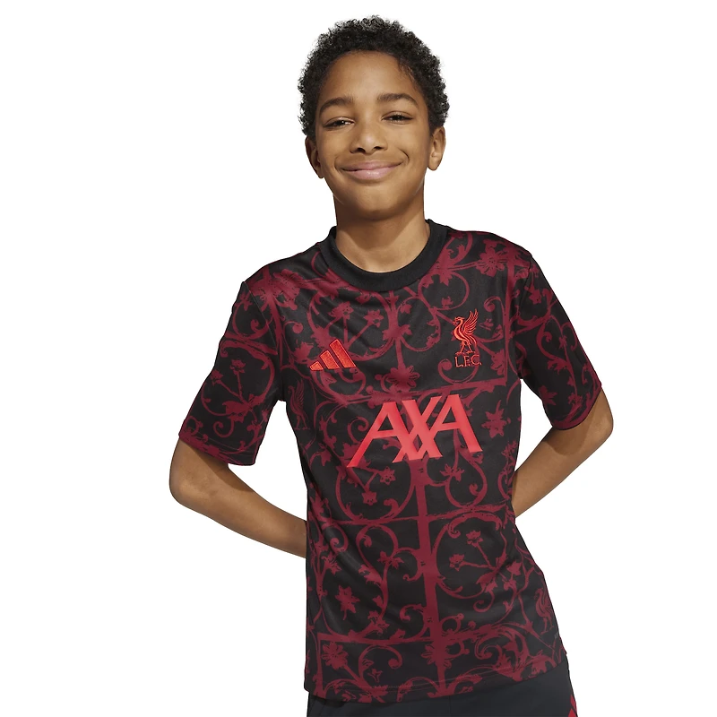 Youth adidas  Black Liverpool 2025/26 Pre-Match AEROREADY Top