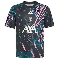 Maillot d'entraînement d'avant-match adidas Liverpool noir pour jeunes, saison 2025/26