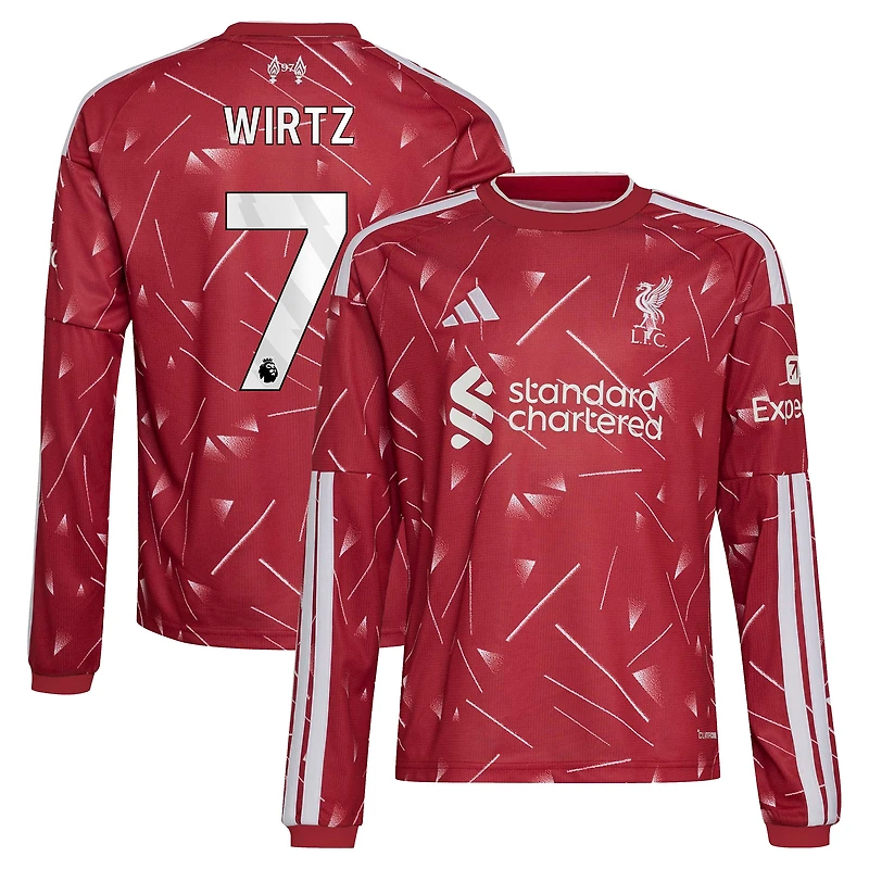 Youth adidas Florian Wirtz Red Liverpool 2026/27 Home Replica Long Sleeve Jersey