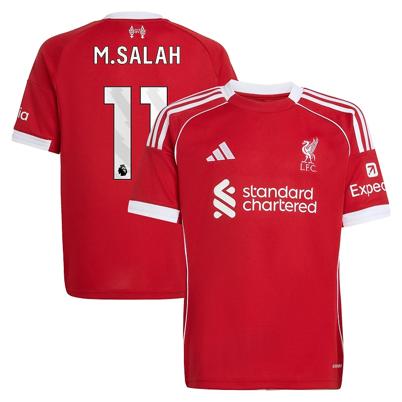 Maillot réplique domicile rouge adidas Mohamed Salah Liverpool 2025/26 pour jeunes