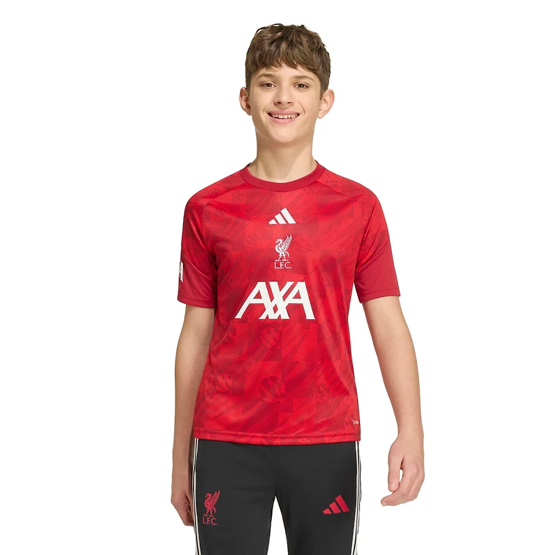 Maillot domicile d'avant-match adidas rouge Liverpool 2026 pour jeunes