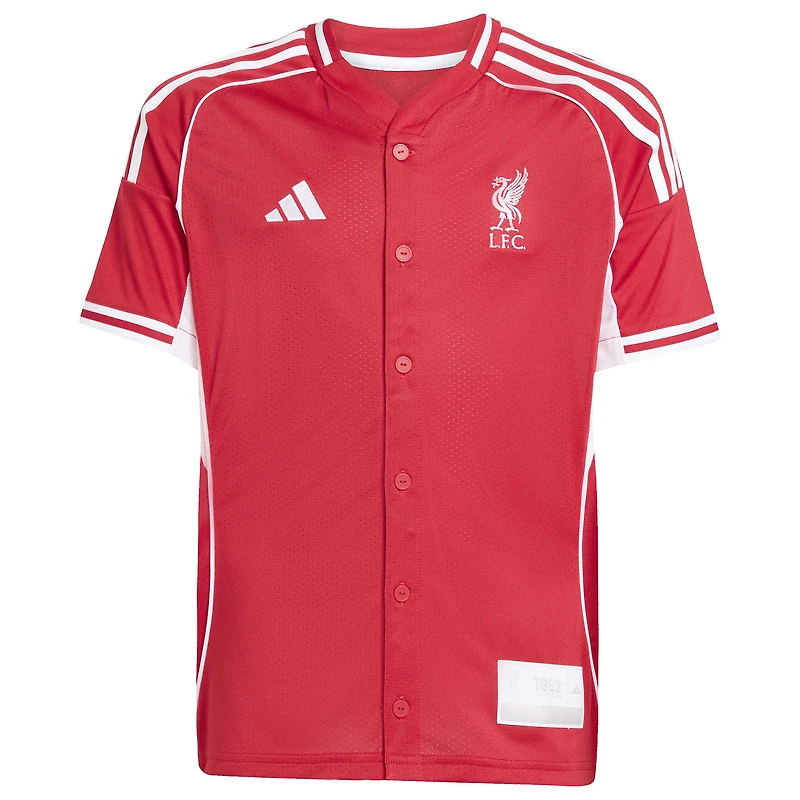 Youth adidas  Red Liverpool Full-Button Baseball Jersey
