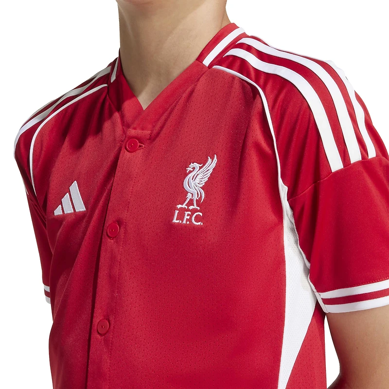 Youth adidas  Red Liverpool Full-Button Baseball Jersey