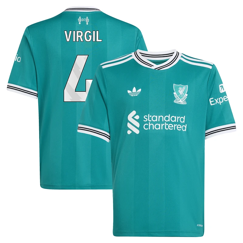 Youth adidas Virgil van Dijk Green Liverpool 2025/26 Third Replica Player Jersey