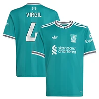 Youth adidas Virgil van Dijk Green Liverpool 2025/26 Third Replica Player Jersey