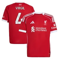 Youth adidas Virgil van Dijk Red Liverpool 2025/26 Home Replica Jersey