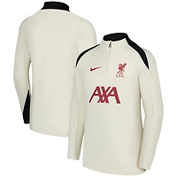 Youth Nike  Cream Liverpool 2024/25 Strike Drill Performance Quarter-Zip Pullover Top