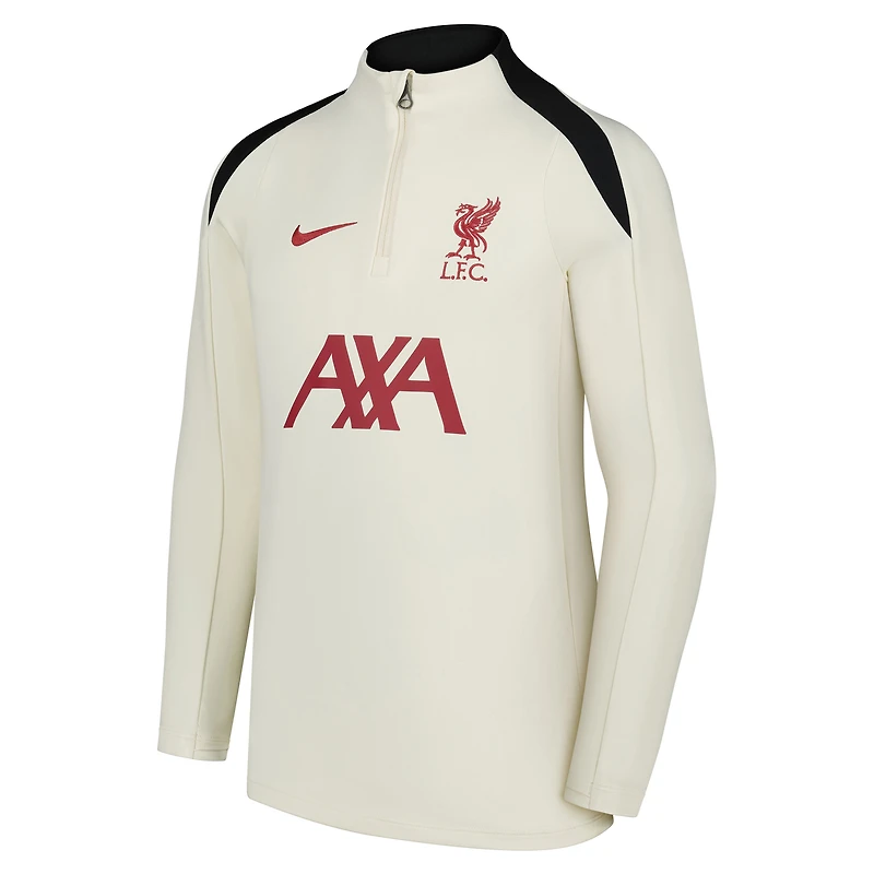 Youth Nike  Cream Liverpool 2024/25 Strike Drill Performance Quarter-Zip Pullover Top