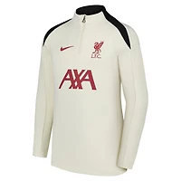 Youth Nike  Cream Liverpool 2024/25 Strike Drill Performance Quarter-Zip Pullover Top