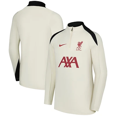 Youth Nike  Cream Liverpool 2024/25 Strike Drill Performance Quarter-Zip Pullover Top