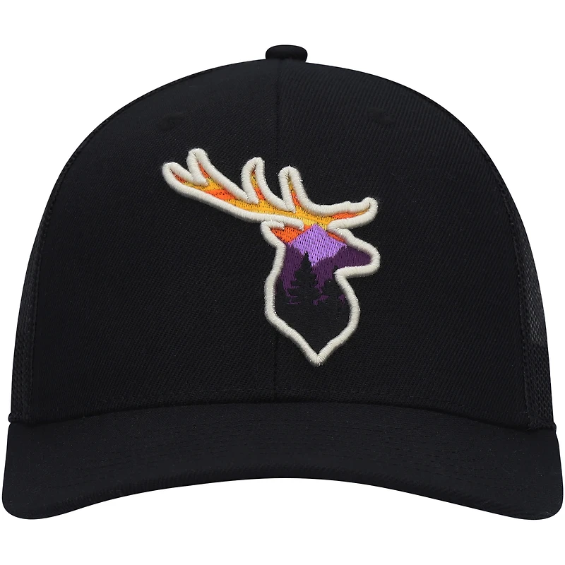 Men's Local Crowns Black Deer Animal Collection Forest Views Trucker Snapback Hat