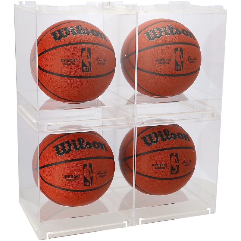 Vitrines de présentation empilables et pliables en acrylique pour quatre ballons de basket