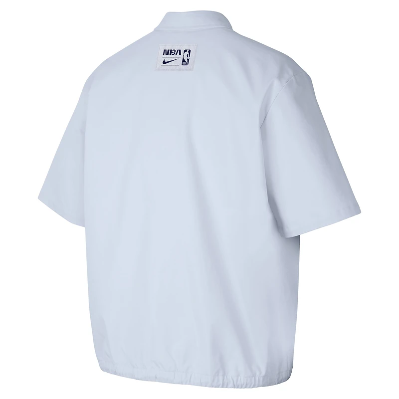 Men's Nike Gray NBA All World Hoops Short Sleeve Button-Up Coaches Top