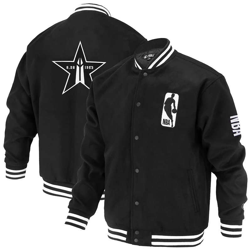 Veste universitaire unisexe FISLL noire NBA Logoman Shadow Collection à boutons-pression