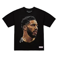 Unisex Mitchell & Ness Jayson Tatum Black NBA Real Big Face Player T-Shirt
