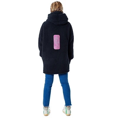 Unisex The Best Lounger World By Jill Martin Black NBA Breast Cancer Awareness Oversized Bedazzled Lounge Front Button