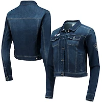 Women's Lusso Blue NBA 75th Anniversary Georgie Swarovski Crystals Denim Button-Up Jacket