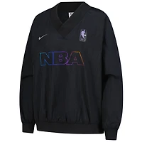 Women's Nike Black NBA Events Lenticular Woven Long Sleeve V-Neck Top