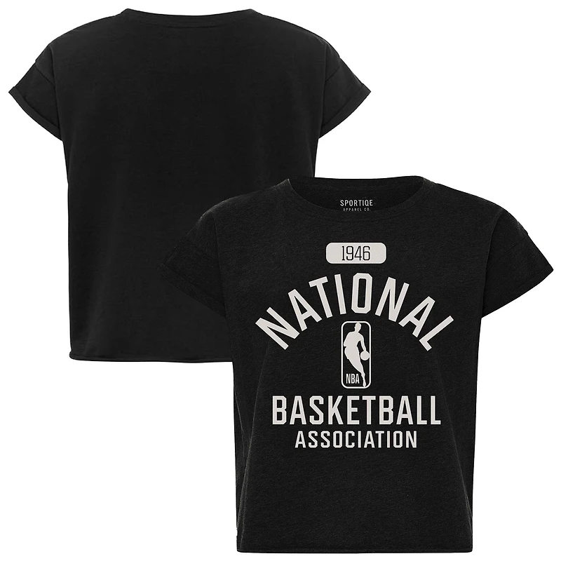 Women's Sportiqe Black NBA Cropped Genuine Issue Collection Alana T-Shirt