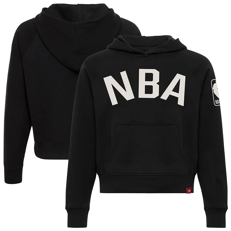 Sweat à capuche court Sportiqe NBA noir Ella Raglan pour femme