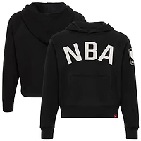 Sweat à capuche court Sportiqe NBA noir Ella Raglan pour femme