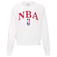 Women's Sportiqe  White NBA Ashlyn Raglan Cropped Sweatshirt