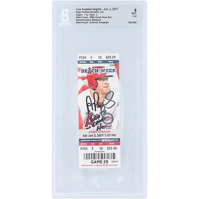 Albert Pujols Los Angeles Angels Autographed Career HR 600 Beckett Fanatics Witnessed Authenticated Mint 9 Ticket from June 3, 2017 with "600th Career HR" Inscription