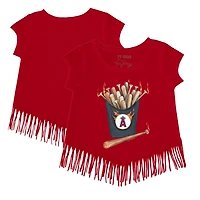 T-shirt à franges rouge pour petite fille, motif Tiny Turnip, Los Angeles Angels, Hot Bats