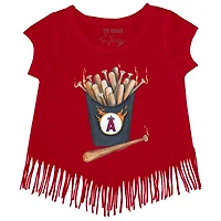 T-shirt à franges rouge pour petite fille, motif Tiny Turnip, Los Angeles Angels, Hot Bats