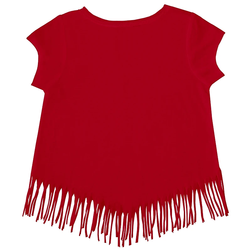 T-shirt à franges rouge pour petite fille, motif Tiny Turnip, Los Angeles Angels, Hot Bats