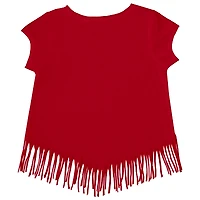 T-shirt à franges rouge pour petite fille, motif Tiny Turnip, Los Angeles Angels, Hot Bats