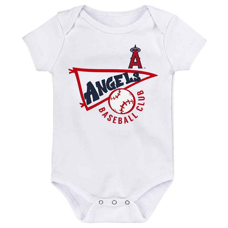 Lot de 3 bodys Los Angeles Angels Biggest Little Fan pour bébé bleu marine/blanc/gris chiné