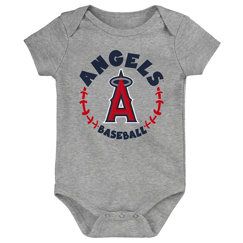 Lot de 3 bodys Los Angeles Angels Biggest Little Fan pour bébé bleu marine/blanc/gris chiné
