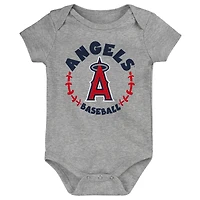 Lot de 3 bodys Los Angeles Angels Biggest Little Fan pour bébé bleu marine/blanc/gris chiné