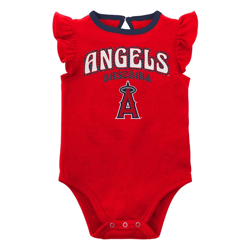Ensemble de deux bodies pour bébé, rouge/gris chiné, Los Angeles Angels, petit fan