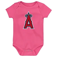 Infant Red/Navy/Pink Los Angeles Angels Baseball Baby 3-Pack Bodysuit Set