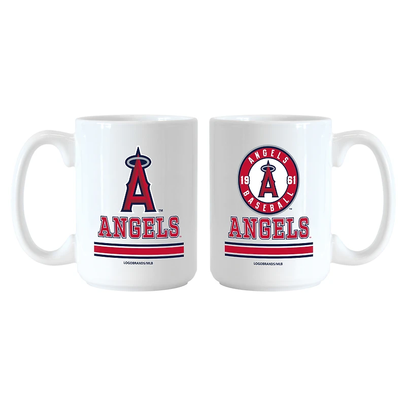 Ensemble de tasses Logo Brands Los Angeles Angels 15 oz. Modèle actuel et rétro