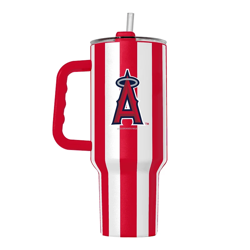 Gobelet isotherme Logo Brands Los Angeles Angels 40 oz à rayures verticales et revêtement en poudre