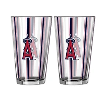 Ensemble de deux verres à bière rayés de 47 cl (16 oz) Logo Brands Los Angeles Angels