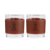 Lot de 2 verres à whisky Los Angeles Angels de 12 oz avec emballage en cuir