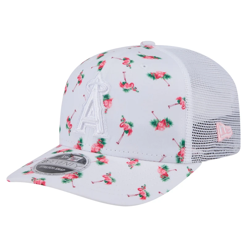 Casquette extensible à bouton-pression 9SEVENTY Flamingo blanche des Los Angeles Angels de New Era pour homme