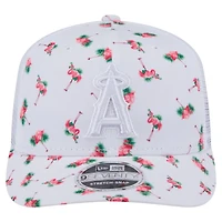 Men's New Era  White Los Angeles Angels Flamingo Mesh Back 9SEVENTY Stretch-Snap Hat