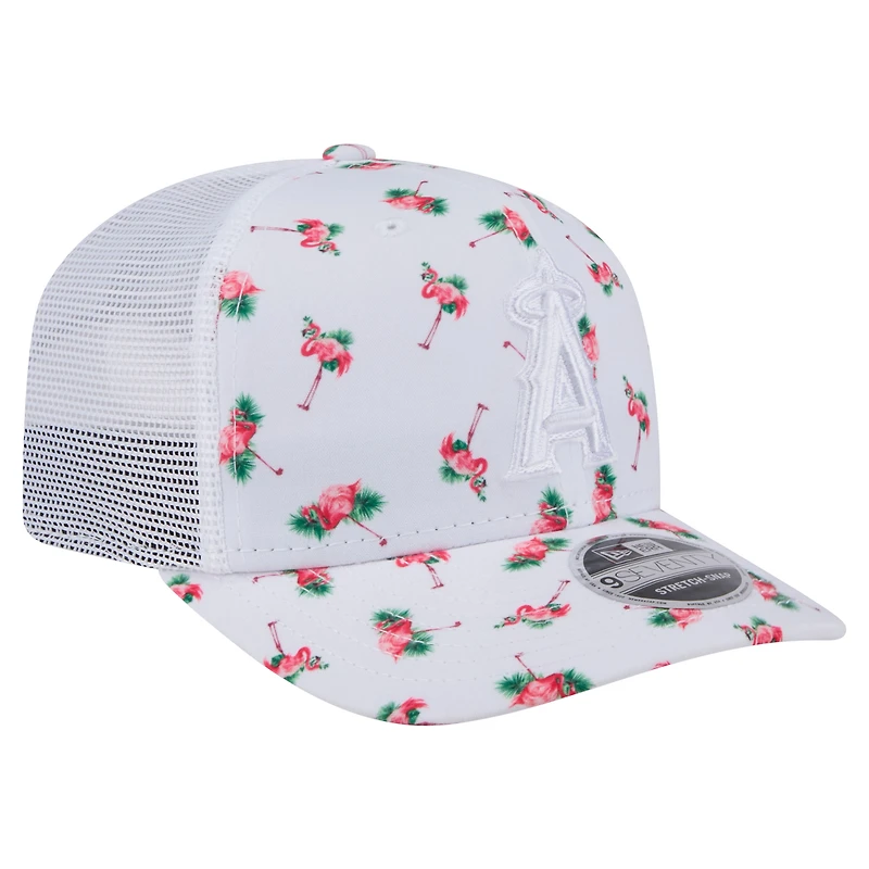 Casquette extensible à bouton-pression 9SEVENTY Flamingo blanche des Los Angeles Angels de New Era pour homme