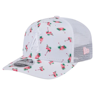 Casquette extensible à bouton-pression 9SEVENTY Flamingo blanche des Los Angeles Angels de New Era pour homme