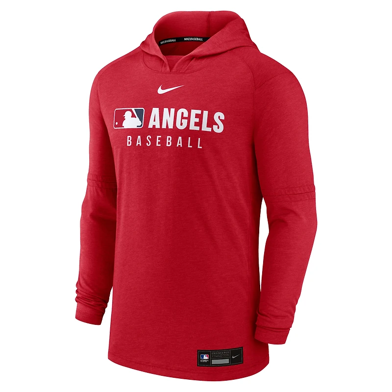 Sweat à capuche Nike rouge chiné Los Angeles Angels Authentic Collection Tri-Blend Dri-FIT pour homme