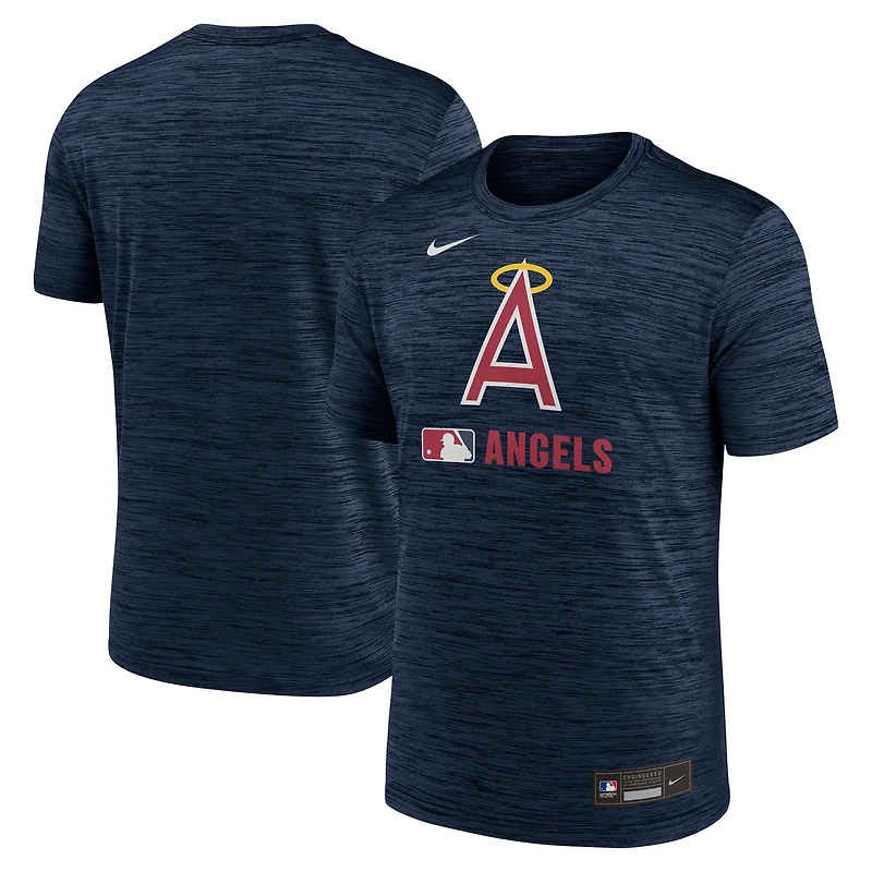 T-shirt Nike Velocity Dri-FIT pour homme, collection authentique Los Angeles Angels, bleu marine