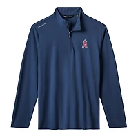 Men's TravisMathew  Navy Los Angeles Angels Time to Tailgate Tri-Blend Quarter-Zip Pullover